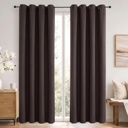 Vista 130 de Simplebrand Cortinas blancas puras de 96 pulgadas de largo para oscurecer la habitación, juego de 2 paneles para dormitorio/sala de estar, bloqueo