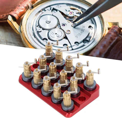 Vista 6 de FTVOGUE 14PCS Reloj Mainspring Winder Aleación de Aluminio Reloj Herramienta de Mantenimiento de Primavera Principal con Base para Relojero