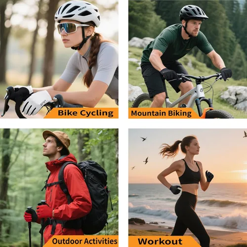 Vista 4 de VXW Guantes de ciclismo para hombres y mujeres, con tiras reflectantes y almohadilla antideslizante que absorbe los golpes para bicicletabicicleta