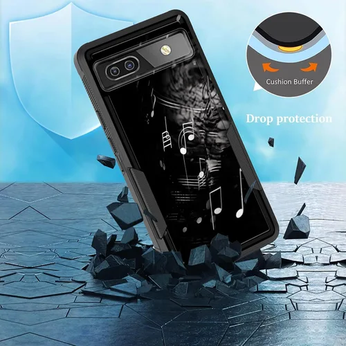 Vista 41 de Funda para Pixel 6A, funda protectora híbrida de doble capa resistente a prueba de golpes de policarbonato duro de silicona suave TPU para Google