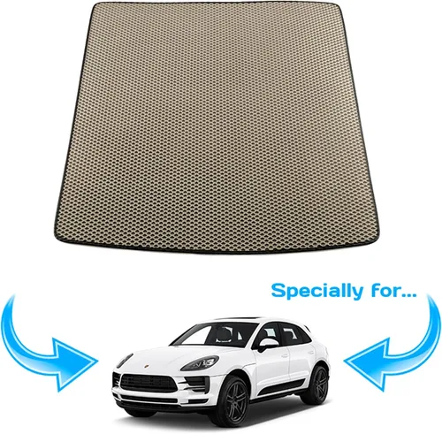 Vista 2 de Alfombrilla de maletero de carga personalizada para Porsche Macan 2015-2023 - Bandeja de forro de maletero para todo tipo de clima (beige)