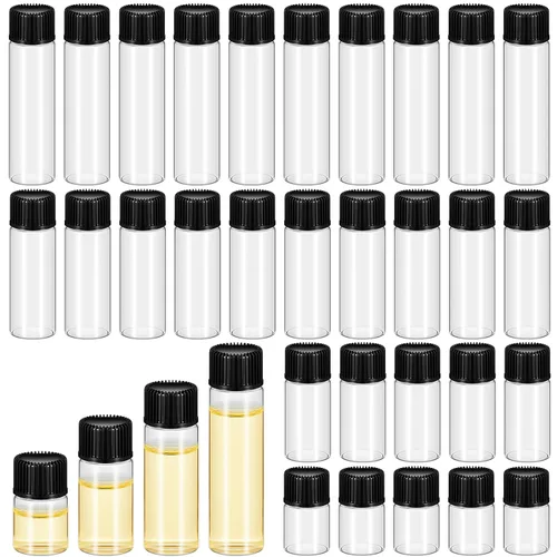 Vista 12 de Lallisa - 200 frascos de vidrio de 0.2 fl oz con tapas de rosca, botellas de vidrio pequeñas a prueba de fugas a granel, mini viales de muestra