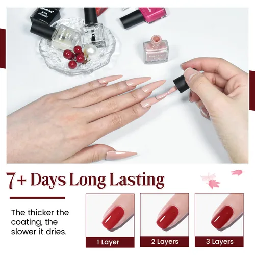 Vista 5 de OpenLive Juego de 12 esmaltes de uñas con combinación de 10 colores, 2 capas base y superior, esmalte de uñas de secado rápido de larga duración