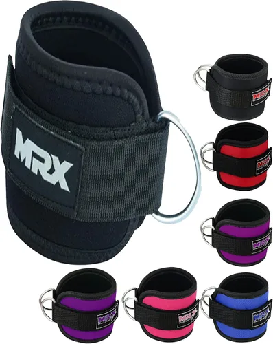 Vista 6 de MRX - Correa de tobillo con anillo en D, polea para levantamiento de pesas, tobillera acolchada, correas de gimnasio