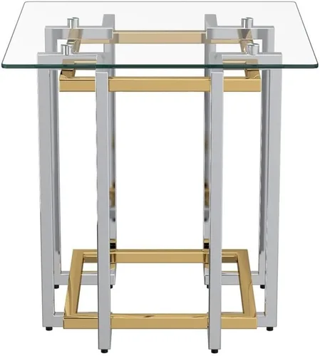 Vista 4 de Nspire Mesa de cristal y metal contemporánea en plata y oro