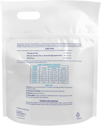 Vista 2 de Robelle Alcalinidad premium de 5 libras para piscinas, aumento de alcalinidad para piscinas, 100% bicarbonato de sodio