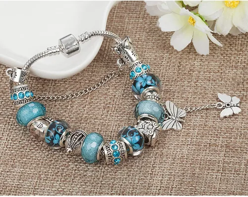 Vista 5 de YOUFENG Love Beads Charms Bracelet for Women Snake Chain Unicorn Charm Flower Charms Bracelets Birthday Gifts for Her