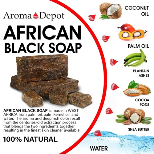 Vista 7 de Aroma Depot Jabón negro africano crudo 4oz jabón natural 100% crudo para acné, eczema, psoriasis, eliminación de cicatrices cara y lavado corporal.