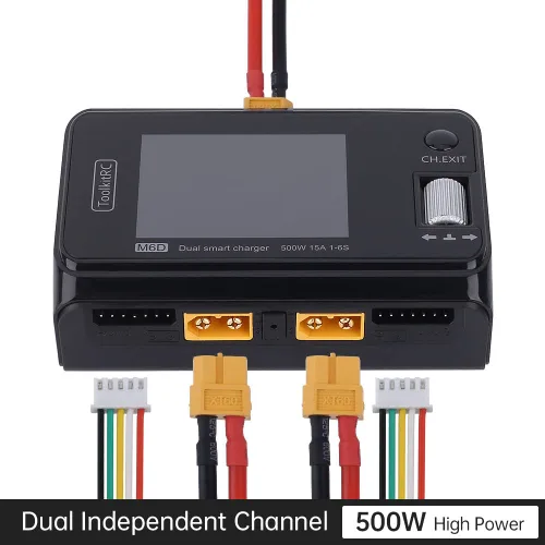 Vista 5 de M6D 500W 15A DC Dual Channel Mini Cargador Inteligente Descargador para 1-6S Lipo Batería RC FPV Drone