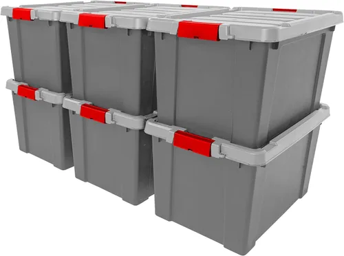 Vista 11 de IRIS USA - Contenedores de almacenamiento con tapa de 3 galones con candado, paquete de 5 - Fabricados en EE. UU., contenedores resistentes