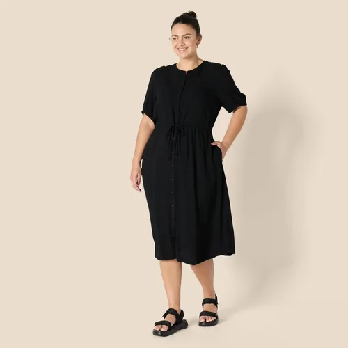 Vista 6 de Tienda Essentials Womens Fit and Flare Half-Sleeve Waisted Midi A-Line Dress with Pockets