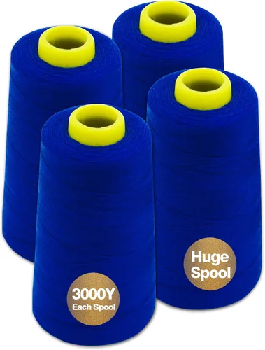 Vista 21 de Hilo serger blanco y negro, hilo multiusos para coser, poliéster, 4 conos de 2743 m cada uno para máquina de coser