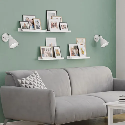 Vista 3 de Wallniture Denver Estantes flotantes para decoración de habitación de niños, estantería de pared blanca de 17 pulgadas para marcos de fotos