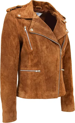 Vista 2 de Divergent Retail DR217 Hardrock Biker Chich - Chaqueta de piel para mujer, color marrón