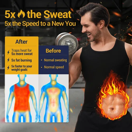Vista 2 de Chaleco de Sudoración para Sauna para Hombre - Entrenador de Cintura de Compresión, Camiseta de Sauna para Entrenamiento en el Gimnasio, Chaleco