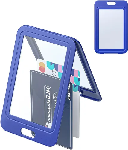 Vista 23 de Uniclife Paquete de 3 Portacarnet Deslizante con Ventanas de Doble Cara Funda Vertical de Plástico Duro Negro Bolsa Protectora de Tarjetas