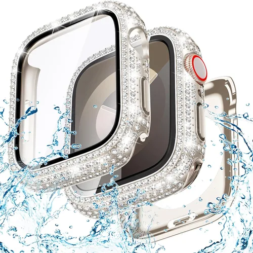 Vista 33 de Goton Funda de 40 mm impermeable con brillo para Apple Watch, protector de pantalla SE 3/2/1, Serie 6/5/4 de 40 mm, parachoques frontal de PC