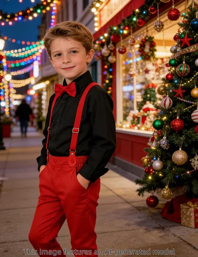 Vista 4 de Conjunto de traje para niños pequeños de A&J DESIGN con tirantes, vestido de boda para bebé, conjunto de ropa formal para niños Breathable Negro rojo