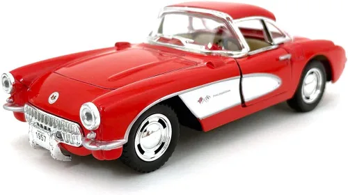 Vista 3 de KiNSMART - 1957 Chevy Corvette Escala 1:34 5" Die Cast Metal Modelo Classic Car Toy