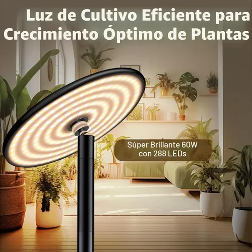 Vista 3 de Luz LED de crecimiento alto de espectro completo de 60 W, luz de planta de pie ajustable de 85 pulgadas para plantas de interior, temporizador