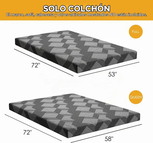 Vista 2 de Colchón de espuma viscoelástica de gel de 4 pulgadas tamaño matrimonial, repuesto de colchón para sofá, cama, habitaciones de invitados, caravanas