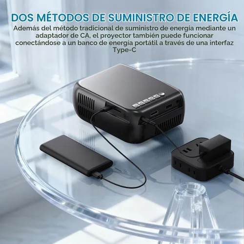 Vista 3 de Mini proyector Full HD 1080P Proyector portátil Plata Gris