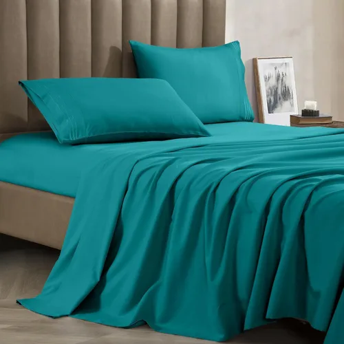 Vista 23 de CELINE LINEN Juego de sábanas de microfibra de 4 piezas prémium de calidad hotelera 1800, resistente a las arrugas - Ropa de cama de lujo ultra