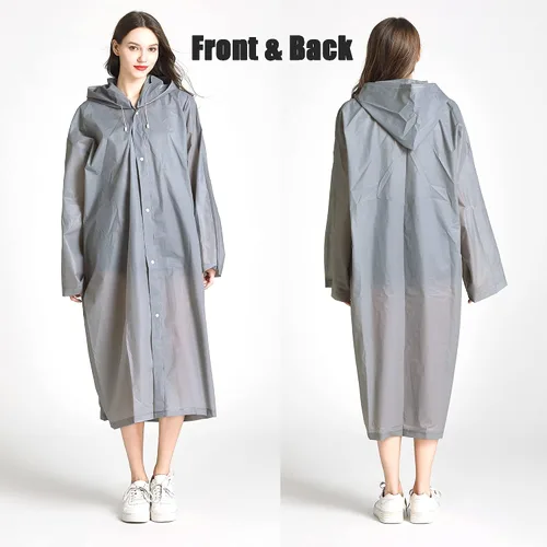 Vista 16 de Abrigos de lluvia (paquete de 2) – Ponchos de lluvia reutilizables de EVA para adultos, chaquetas impermeables para hombres y mujeres
