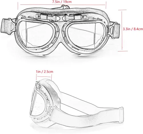 Vista 2 de kucehiup Gafas de aviador vintage para motocicleta