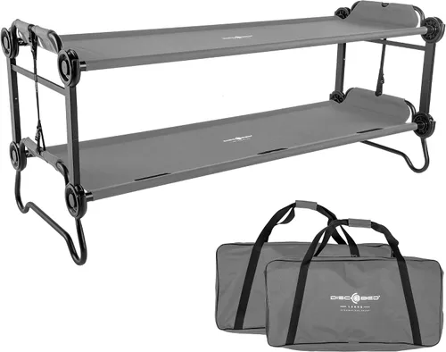 Vista 10 de Disc-O-Bed Gran banco convertible para exterior de 2 personas y cuna de camping doble para adultos, sistema de literas portátil, negro