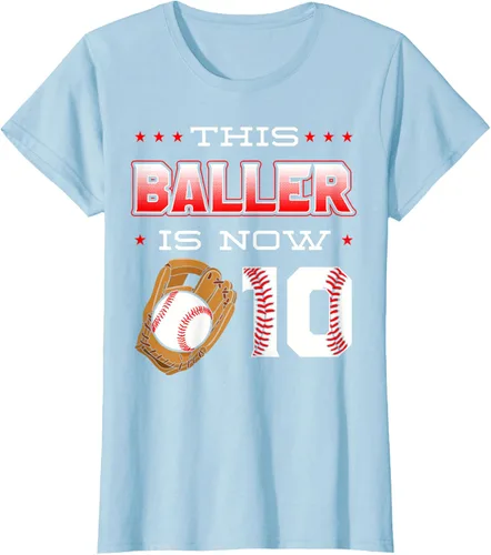 Vista 30 de This Baller Is Now 10 - Camiseta de béisbol para fiesta temática de cumpleaños número 10, Negro
