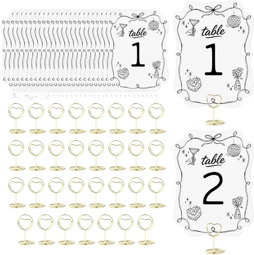 Vista 12 de Tarjetas de números de mesa del 1 al 30 números de mesa de boda azules con soporte, soportes de números de mesa, letreros de mesa de boda a granel