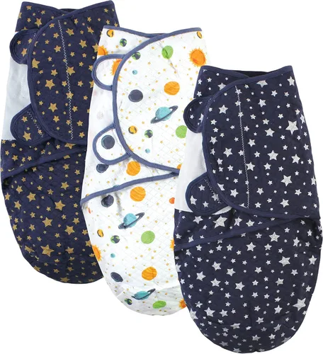 Vista 13 de Hudson Baby Envoltura de algodón acolchada unisex para bebé, 3 unidades, bosque de niños, 0-3 meses