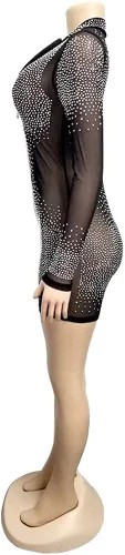 Vista 4 de Adogirl Enterizo sexy de lentejuelas con diamantes de imitación para mujer