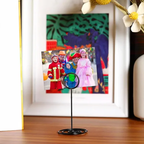 Vista 8 de TecUnite 24 soportes para números de mesa de 3.35 pulgadas, soporte para fotos, fotos, nombre, menú, clips para tarjetas de notas, soporte