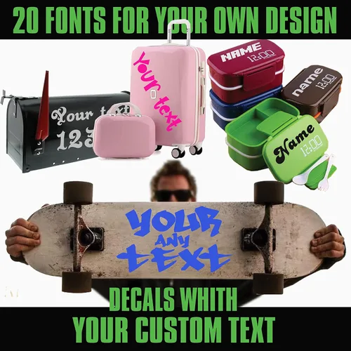Vista 4 de Adhesivo de letras personalizado con tu nombre, número o texto personalizado para portátiles, automóviles, camiones, barcos. Haz tu propio diseño