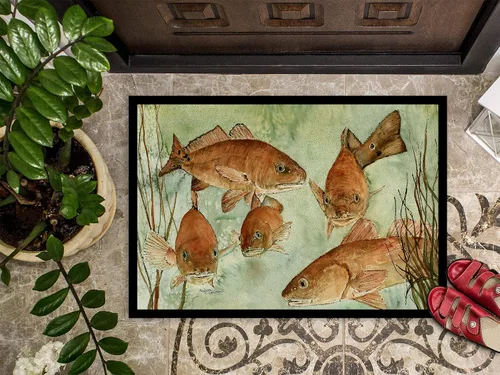 Vista 3 de Caroline's Treasures 8983JMAT - Tapete de natación con peces rojos, 24 x 36 pulgadas, para interiores y exteriores, para entrada, antideslizante