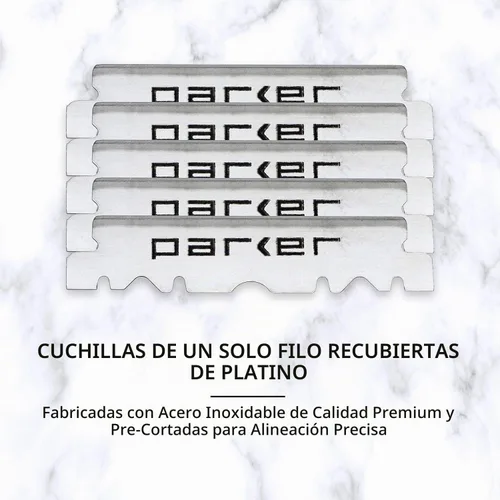 Vista 5 de Cuchilla de afeitar Parker SR1 de acero inoxidable con borde recto – Navaja de afeitar manual profesional para barberos y uso doméstico con 5