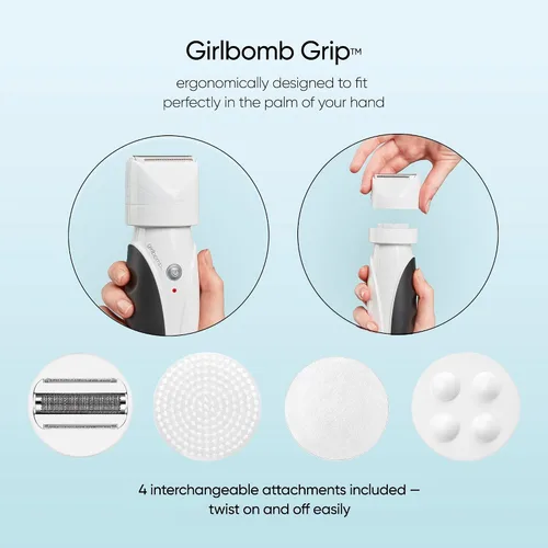 Vista 3 de Conair GIRLBOMB - Afeitadora para mujer y amortiguador corporal, húmedo/seco, recargable de iones de litio
