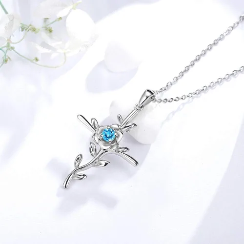 Vista 2 de ELDA & CO. Regalos de cumpleaños, amor de mamá, collar de hojas de esperanza para esposa, plata de ley 925, piedras natales de mayo de junio