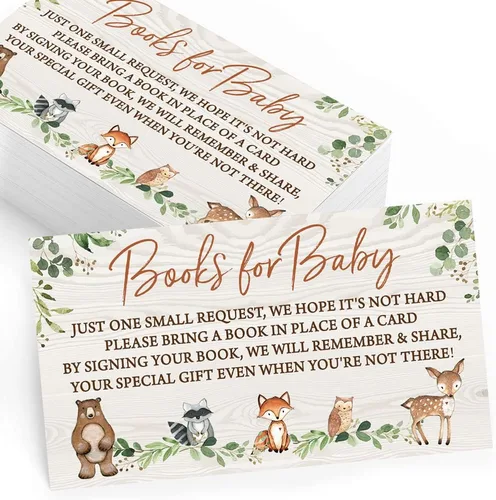 Vista 6 de Printed Party Predicciones y consejos para baby shower, animales del bosque, 50 tarjetas