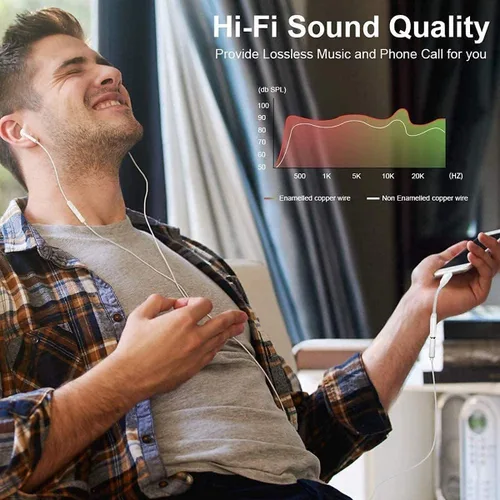 Vista 5 de [Certificado MFi de Apple] Apple Lightning a conector de auriculares de 0.138 in para iPhone, paquete de 2 adaptadores de audio auxiliar para iPhone