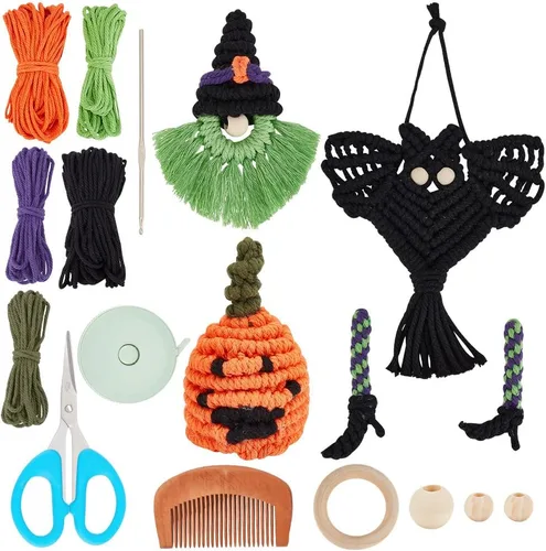 Vista 11 de INFUNLY Juego de 2 calcetines navideños de macramé para principiantes con video tutorial e instrucciones hechas a mano, kit de calcetines de Navidad