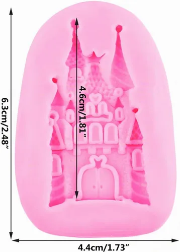 Vista 2 de Moldes de silicona para fondant de castillo de cuento de hadas para decoración de tartas, decoración de cupcakes, pasta de goma de caramelo