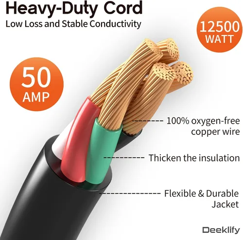Vista 6 de Cable generador de 30 pies y 50 amperios NEMA14-50P/SS2-50R con bloqueo