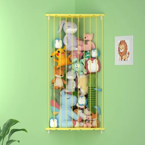 Vista 9 de Red de almacenamiento de animales de peluche de esquina – Soporte para animales de peluche con luces – Organizador de felpa colgante hamaca de Azul