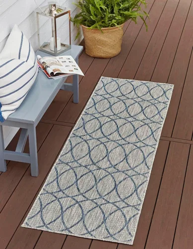Vista 31 de Unique Loom Outdoor Trellis Collection - Alfombra de área (10 pies, redonda, verde/marfil)