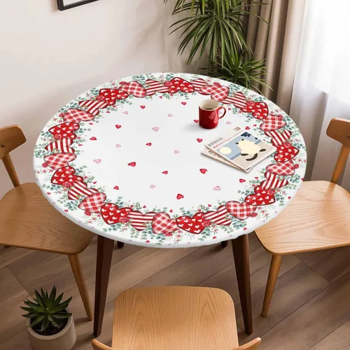 Vista 35 de Mantel ajustado para mesa redonda, mantel de otoño con hojas de otoño y calabaza de Acción de Gracias con borde elástico, mantel impermeable de Beige