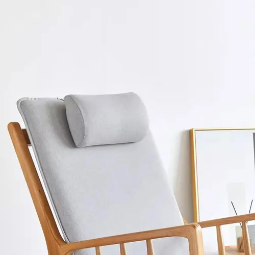 Vista 3 de Silla de oficina de madera maciza con almohada, mecedora para el hogar, silla de ocio tapizada extraíble, adecuada para sala de estar, dormitorio