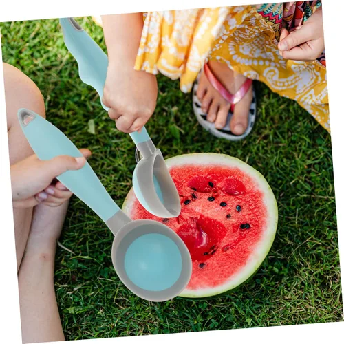 Vista 6 de Juego de cucharas ergonómicas para helados, 2 cucharas de goma para helado para servir ensalada de frutas